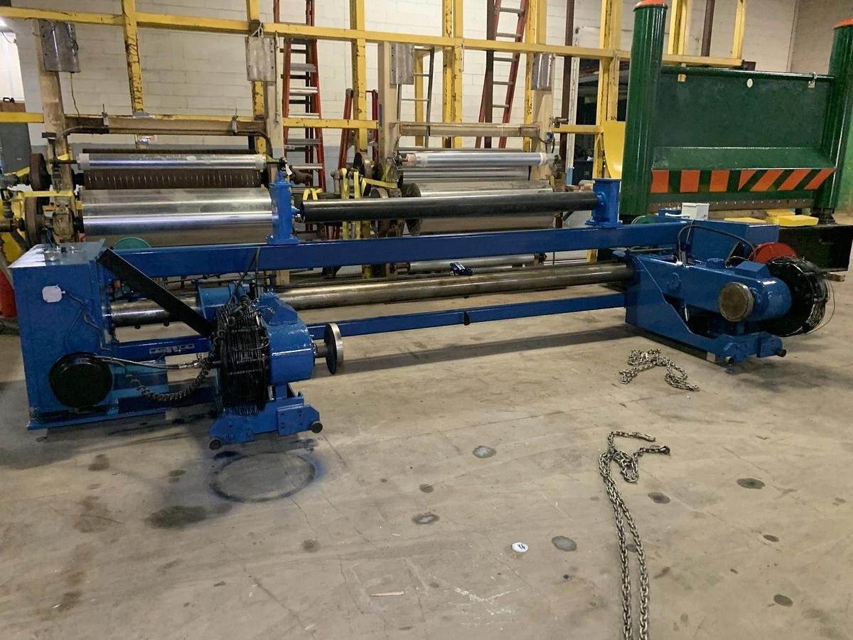 Used A & F MDL. RS-60 105" WIDE X 72" DIAMETER SHAFTLESS FLOOR PICKUP UNWIND STAND