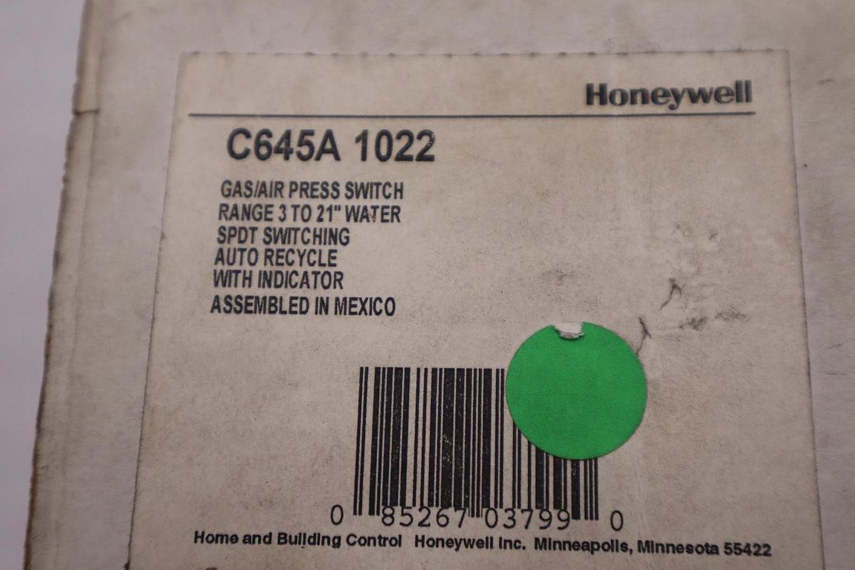 Used Honeywell C645A-1022 Gas/air Pressure Switch - NEW - STOCK 5601CC