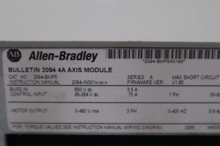 Used ALLEN BRADLEY 2094-BMP5 ALLEN BRADLEY KINETIX 6000 AXIS MODULE STOCK 5048