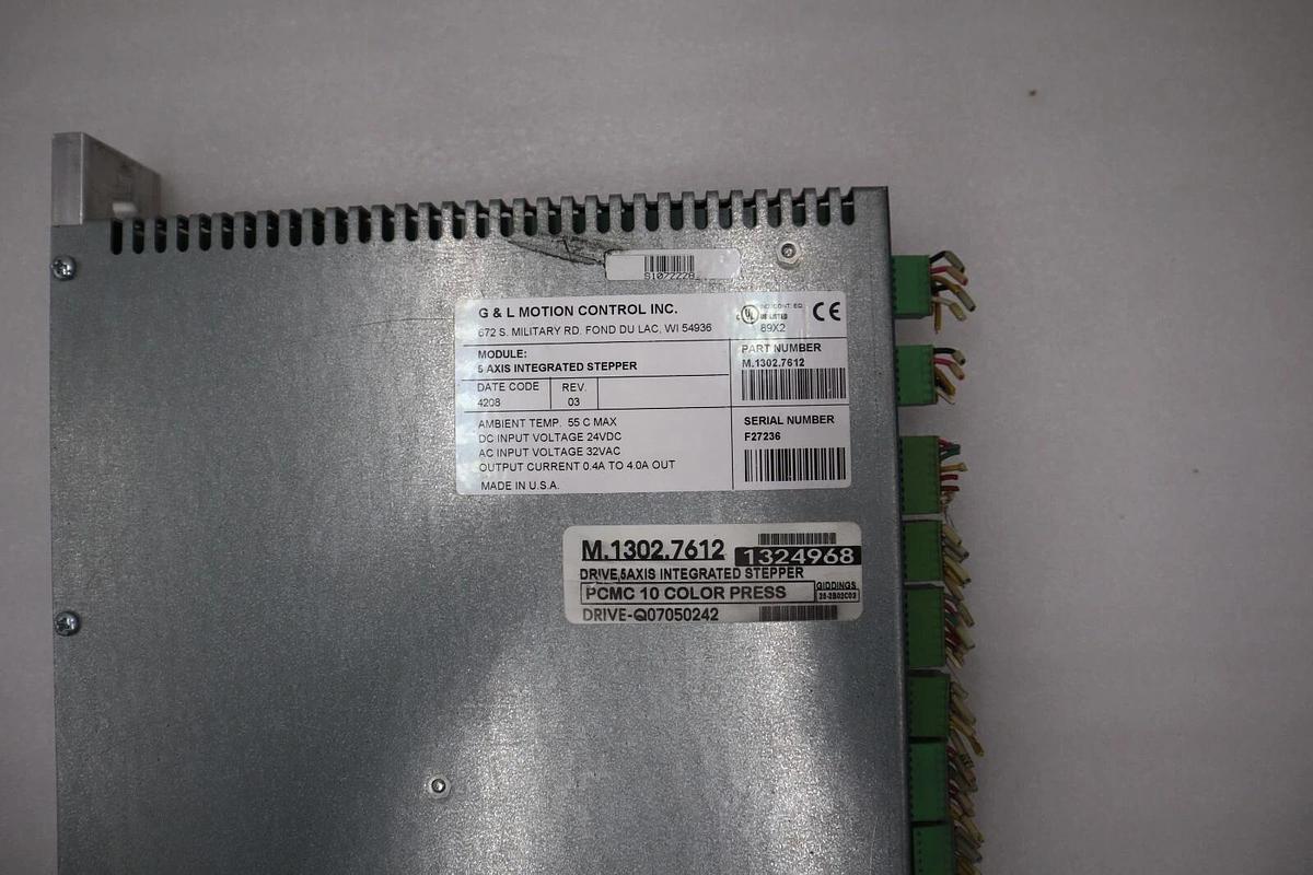 Used G & L MOTION CONTROL M.1302.7612 5-Axis Integrated Stepper 32Vac STOCK 5142A