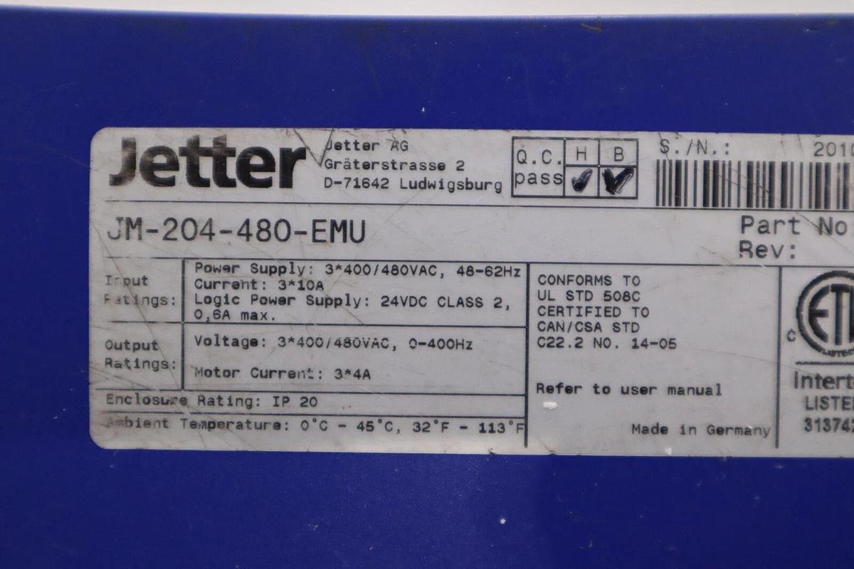 Used Jetter JetMove JM-204-480-EMU Servo Drive STOCK H989