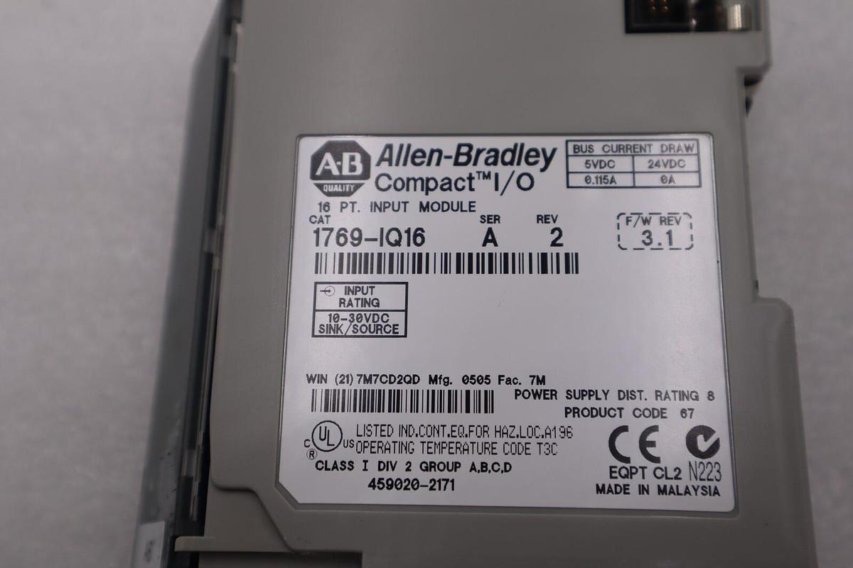 Used ALLEN-BRADLEY 1769-IQ16 SERIES A INPUT MODULE 2014 STOCK #L-313C
