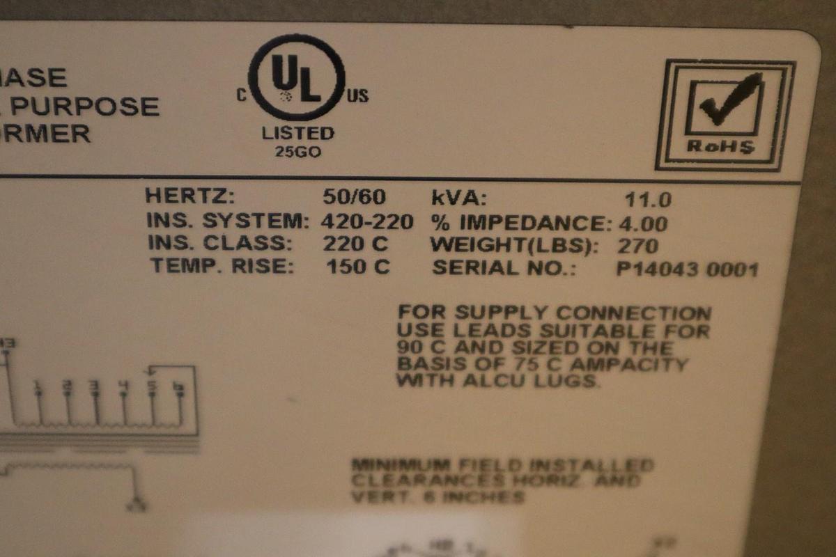 Used DONGAN 63-11-8637SH TRANSFORMER 3 PH 400/460V DELTA 3P3W STOCK HP161