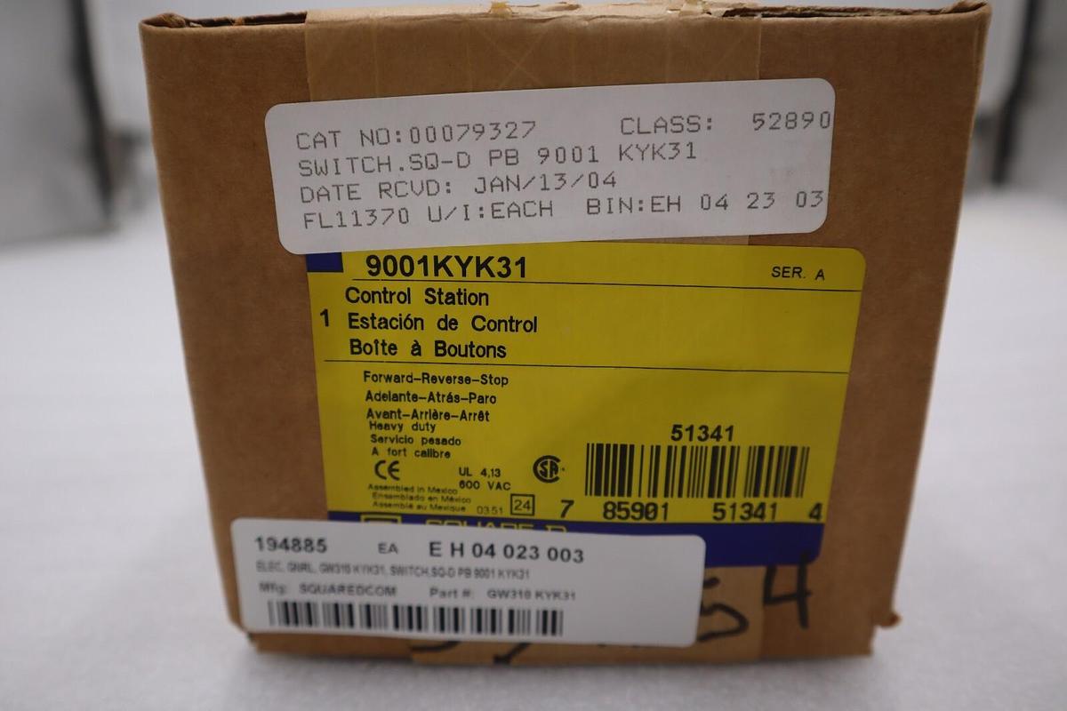 NEW SCHNEIDER ELECTRIC Square D 9001KYK31 CONTROL STATION STOCK G197