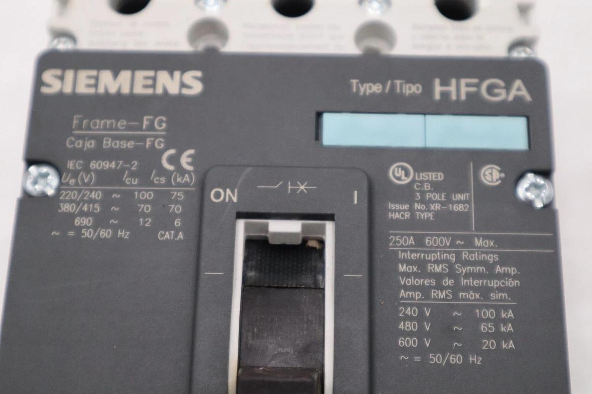 Used SIEMENS HFX3P250 3 POLE 600 VOLT 250 AMP STOCK H1430