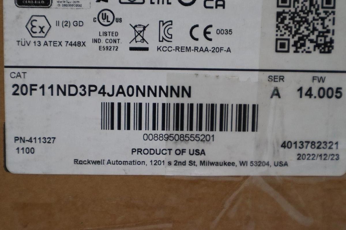 Used 20F11ND3P4JA0NNNNN POWERFLEX 753 2 HP DRIVE VFD NEW 2022 STOCK 5697