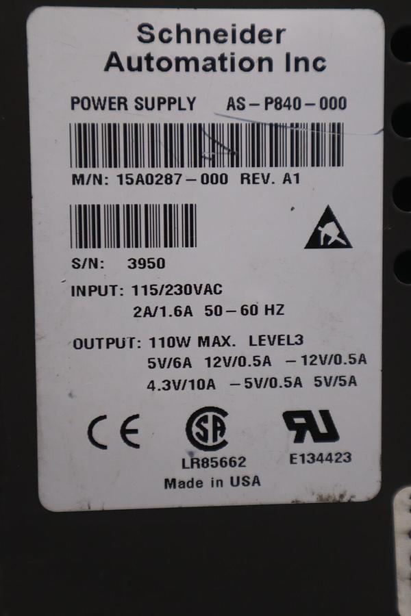 Used SCHNEIDER MODICON AS-P840-000 Power Supply Module STOCK G214A