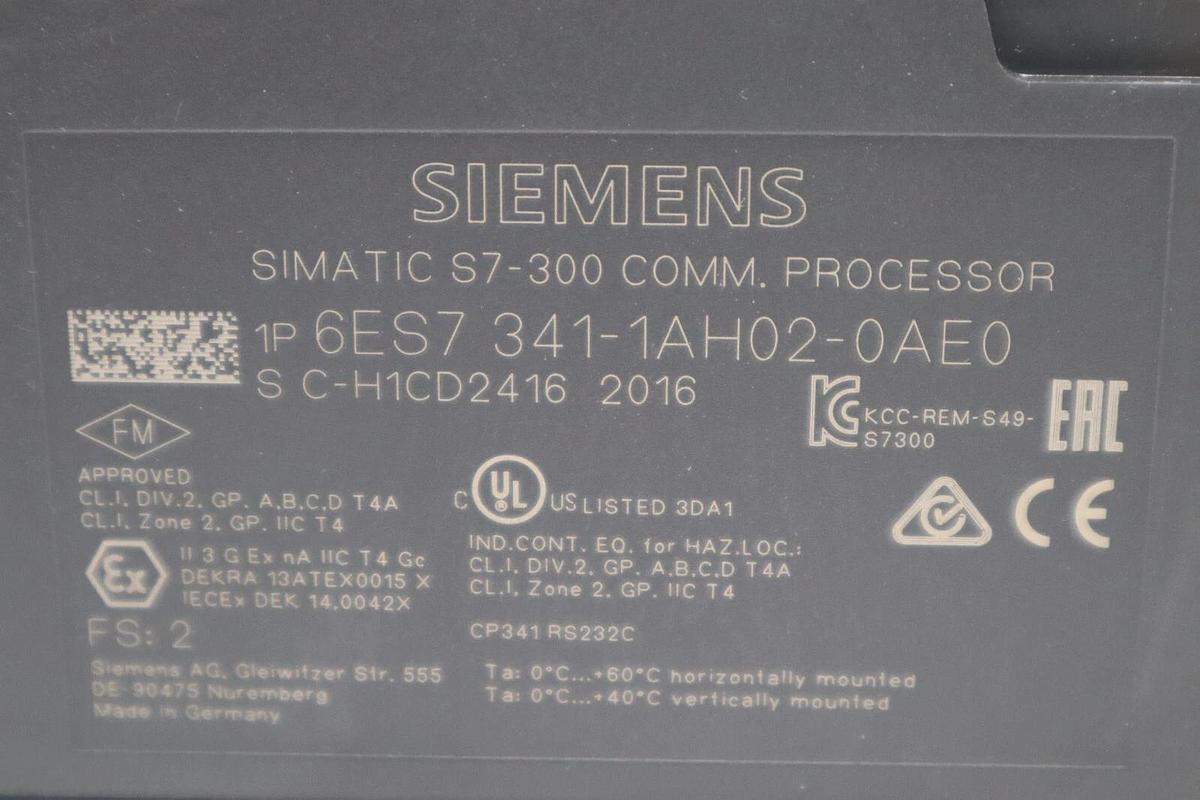 Used Siemens 6ES7 341-1AH02-0AE0 Simatic S7 Communications Processor STOCK K-3933