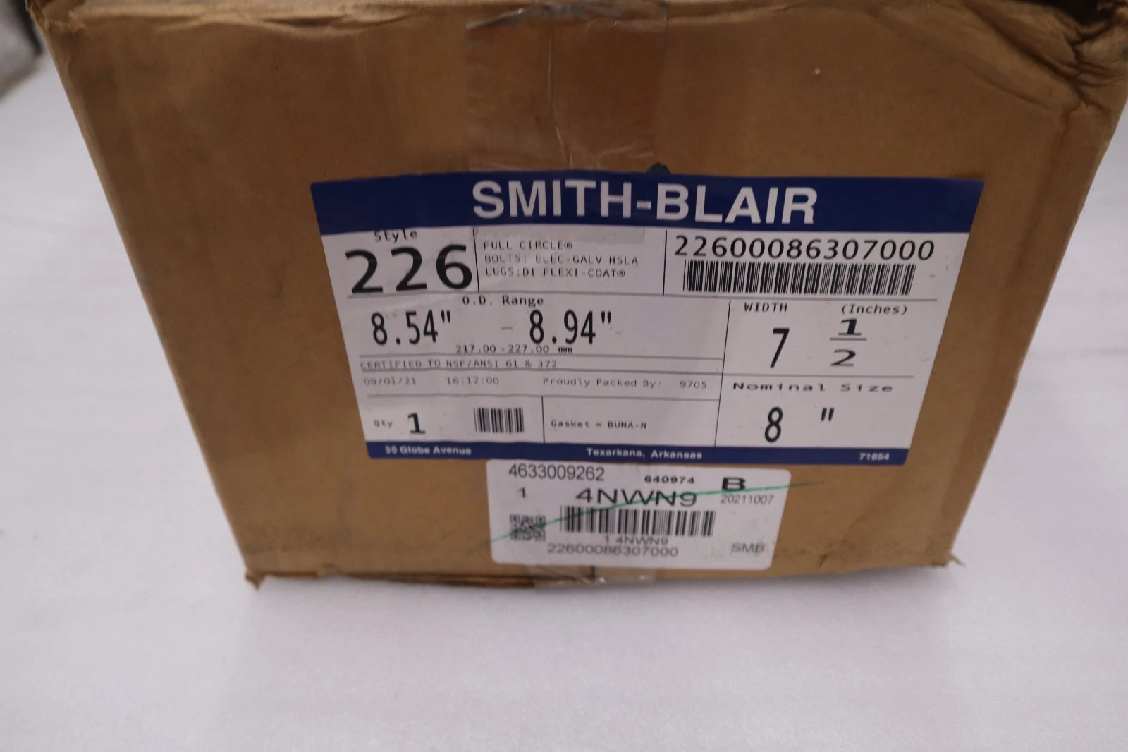 Smith-Blair 226 8.54-8.94" x 7.5" Circle Repair Clamp 8" 22600086307000 #GF1258