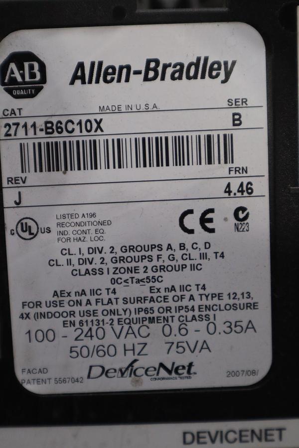 Used 2711-B6C10 AB Factory Refurbished Allen Bradley Panelview 600 2711B6C10 #SGF-12
