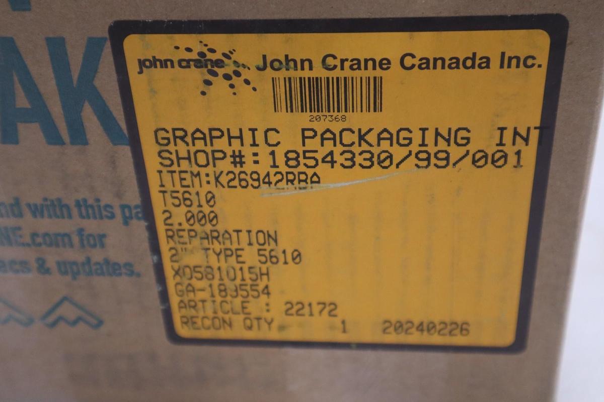 John Crane TYPE 5610 SIZE 2" X0581015H - NEW IN BOX - STOCK GF913