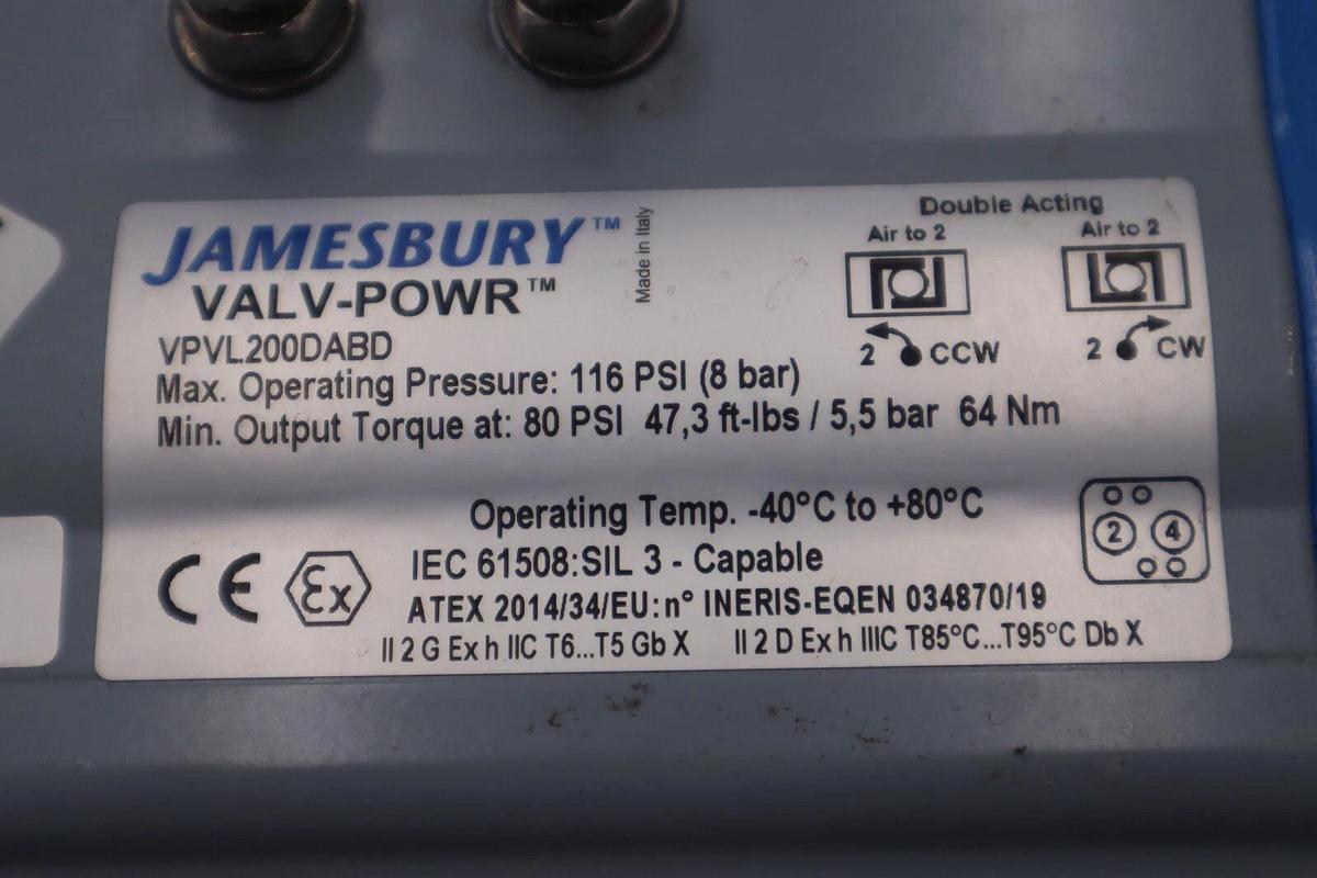 JAMESBURY VALV-POWR VPVL200DABD VALVE 2" 2000 CWP NEW UNIT STOCK 3756-A