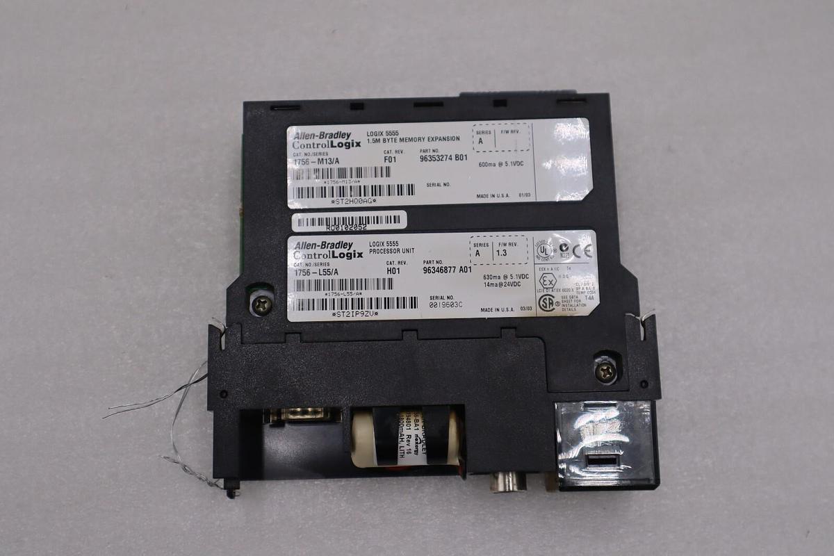 Used Allen Bradley 1756-L55 /A W 1756-M13 ControlLogix Processor STOCK 849C