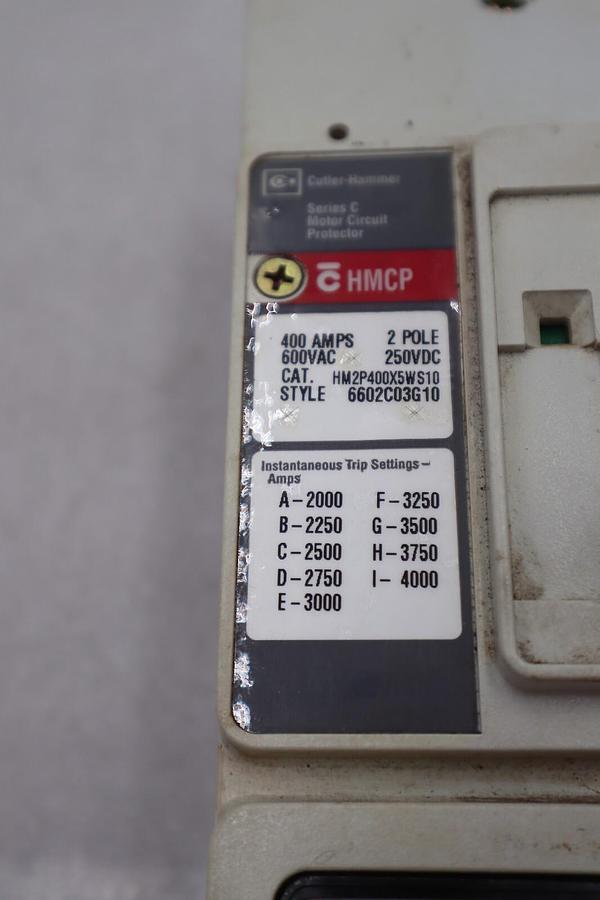 Used CUTLER-HAMMER HM2P400X5WS10 MOTOR CIRCUIT PROTECTOR SERIES C STOCK #3204