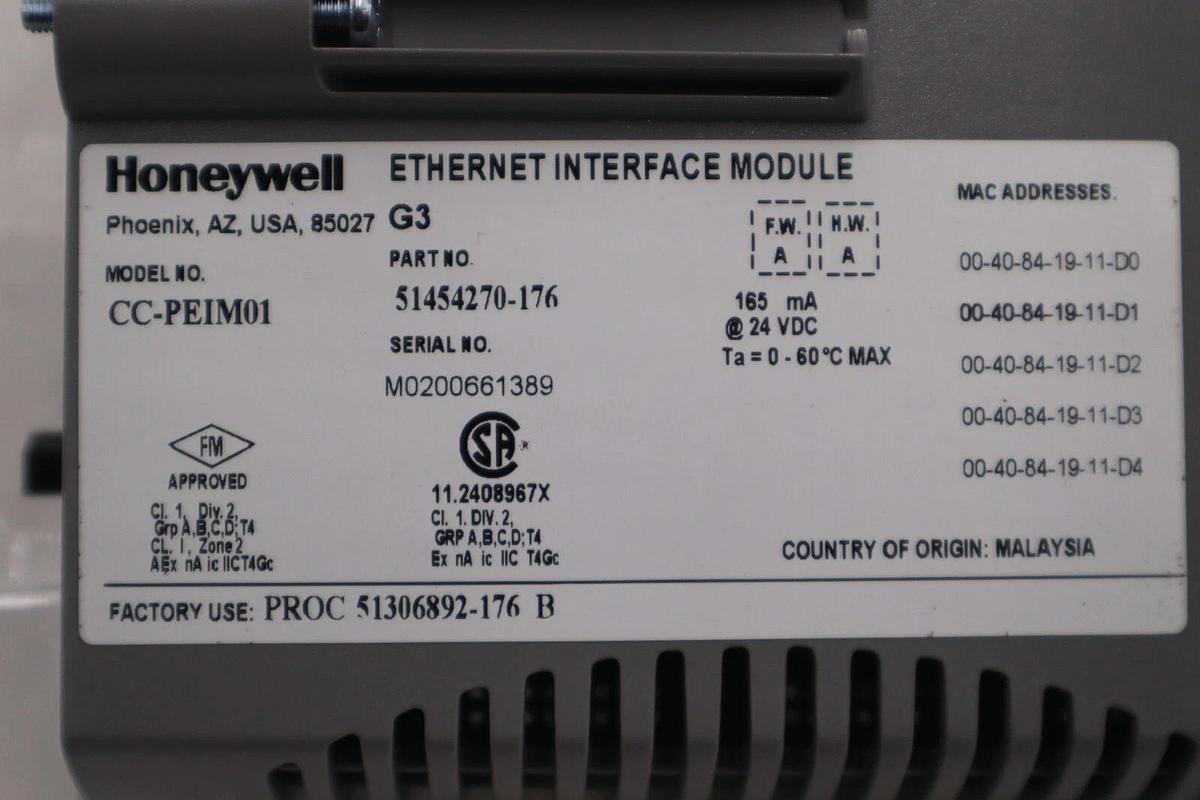 Used New Honeywell CC-PEIM01 PART 51454270-176 ETHERNET INTERFACE MODULE STOCK G29A