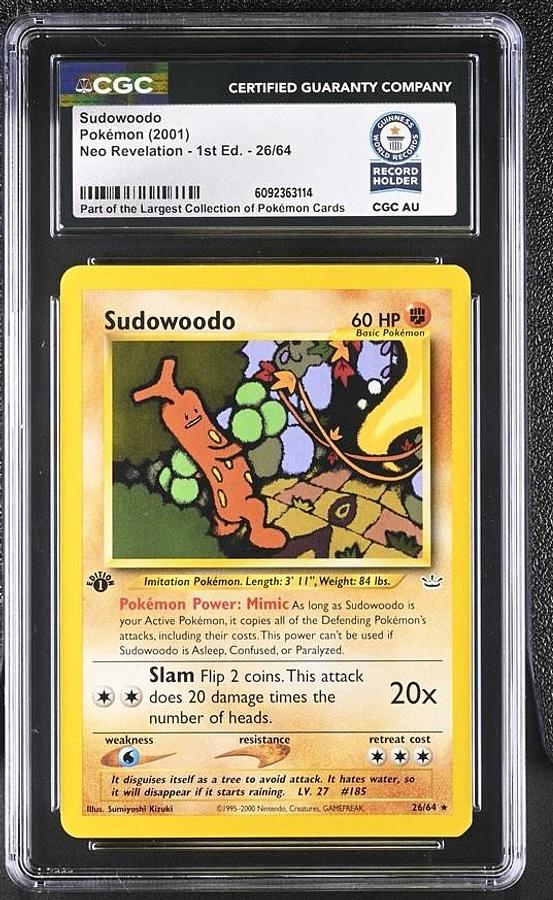 Used First Edition 2001 Pokemon Neo Revelation 26/64 Sudowoodo CGC WORLD RECORD 1/1