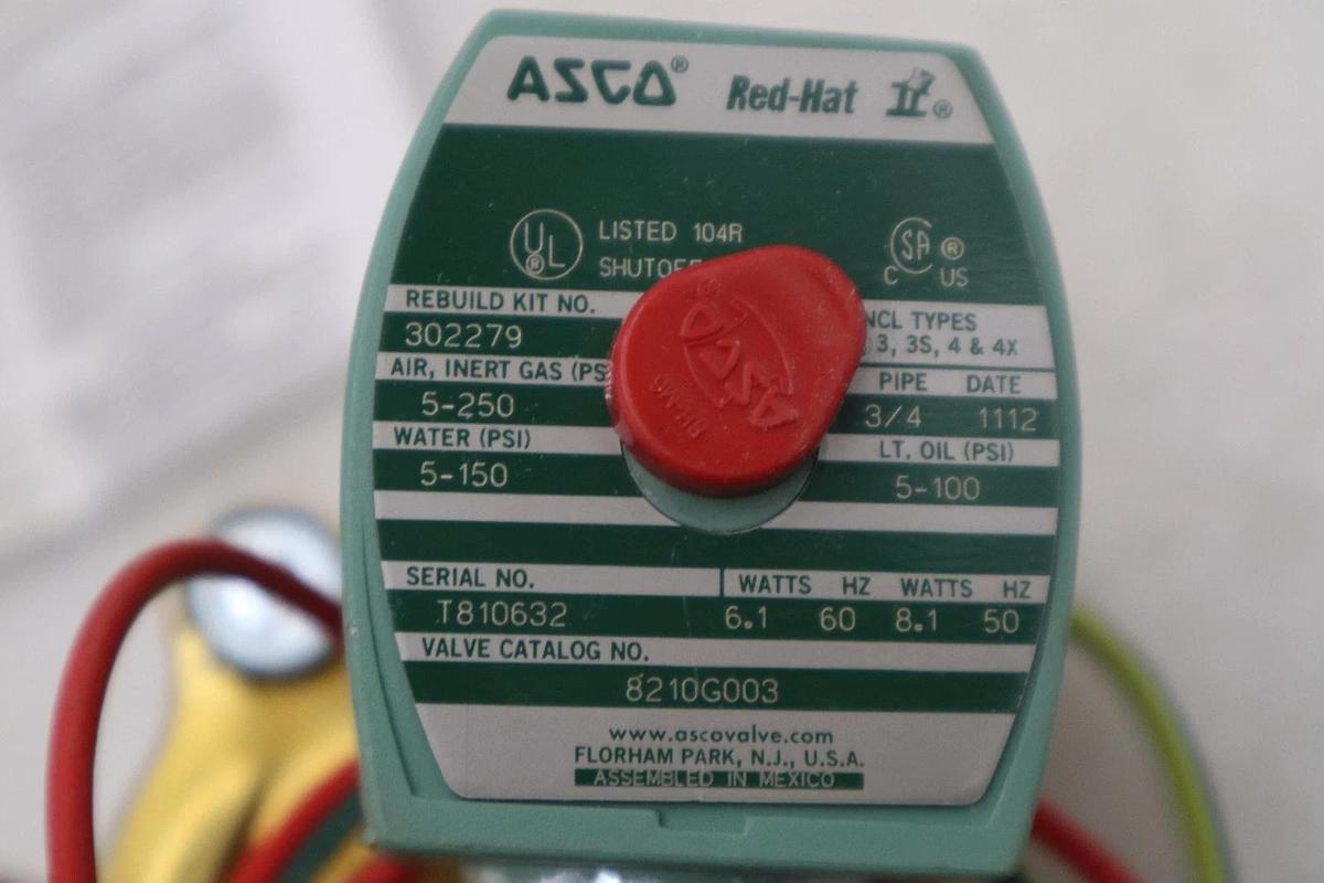 Used ASCO Solenoid 8210G003  3/4"  24VDC NEW STK GF875