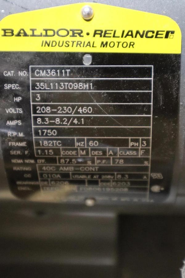 Used ABB M3611T AC MOTOR 3HP 1750RPM 3PH 60HZ - STOCK SGF61