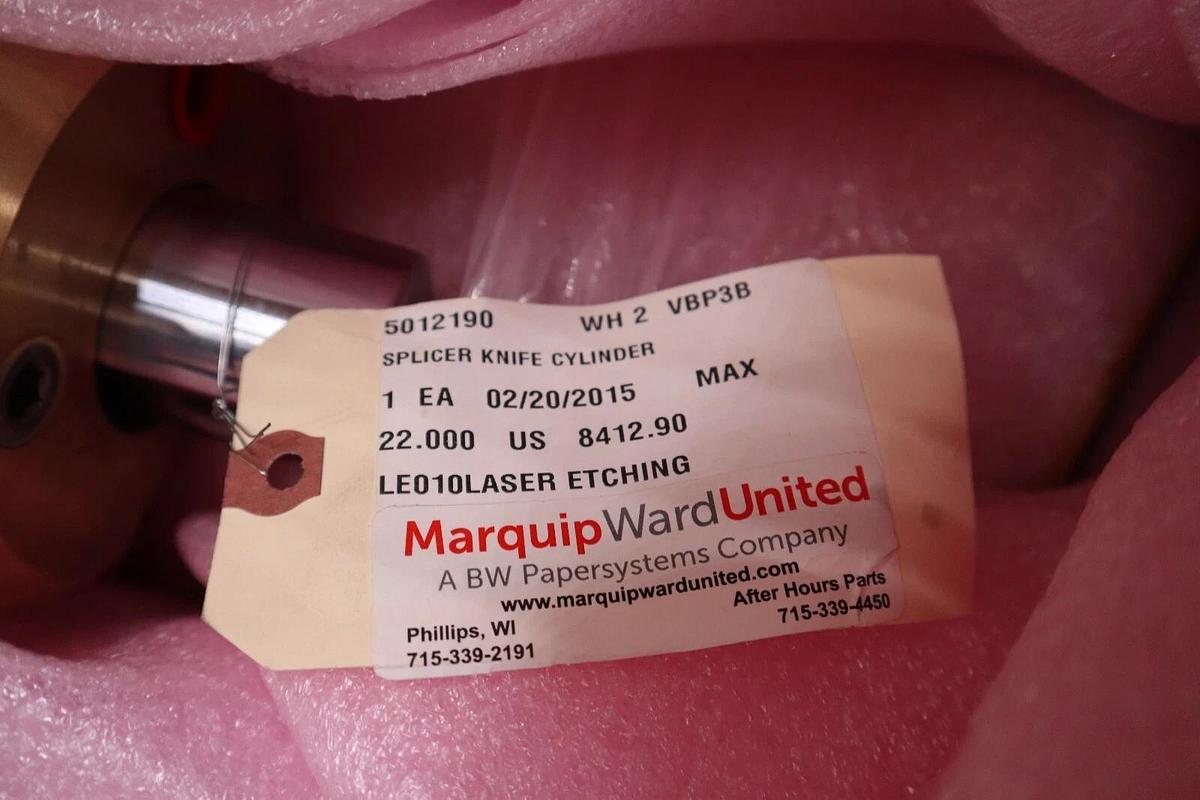 Used MARQUIP WARD UNITED BW PAPERSYSTEMS SPLICER KNIFE CYLINDER 5012190 NEW #5859