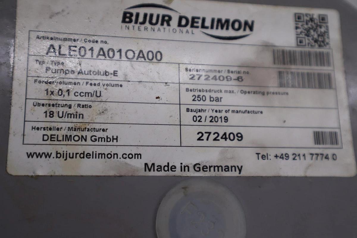 Used NEW BIJUR DELIMON ALE01A01OA00 LUB AUTOLUBE 24VDC 2L 1EL .1CC STOCK H1843