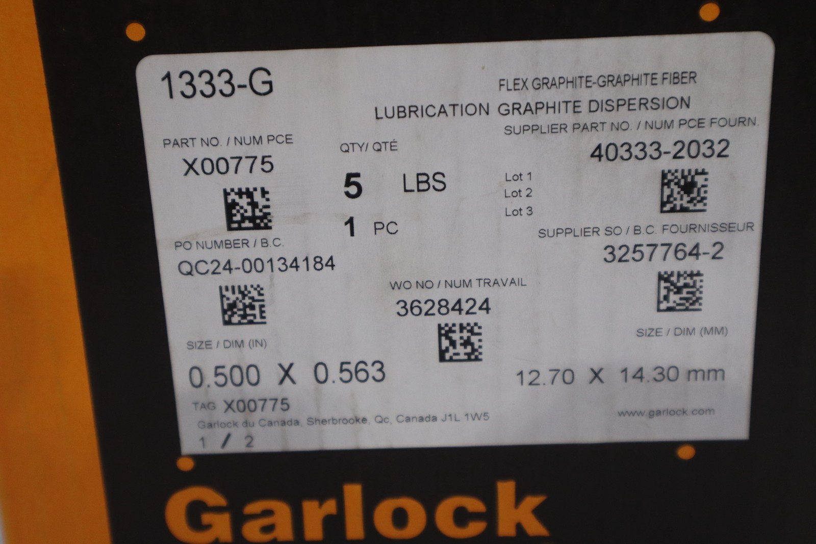 GARLOCK 40333-2032 1333-G 1/2" 5 LBS - NSMP - STOCK GF860