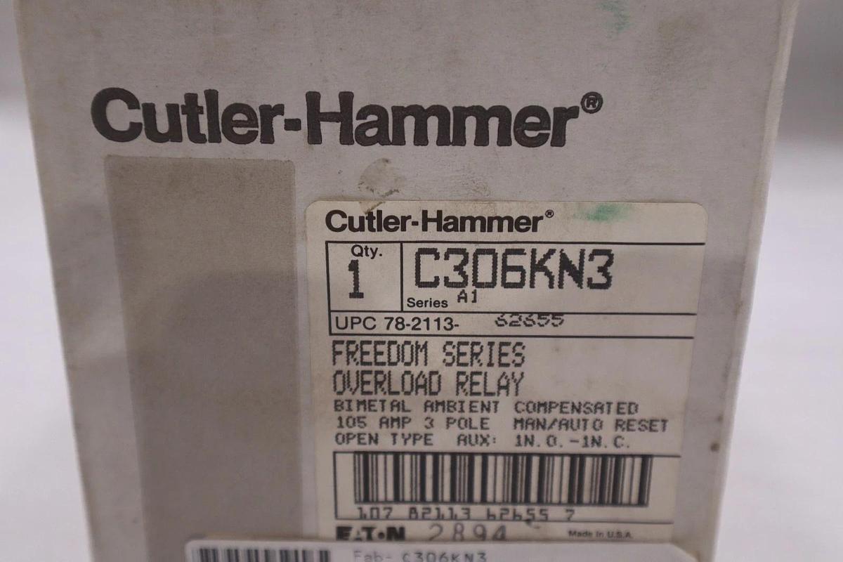 NEW OPEN BOX Cutler Hammer C306KN3 Ser A1 Overload Relay STK SGF152
