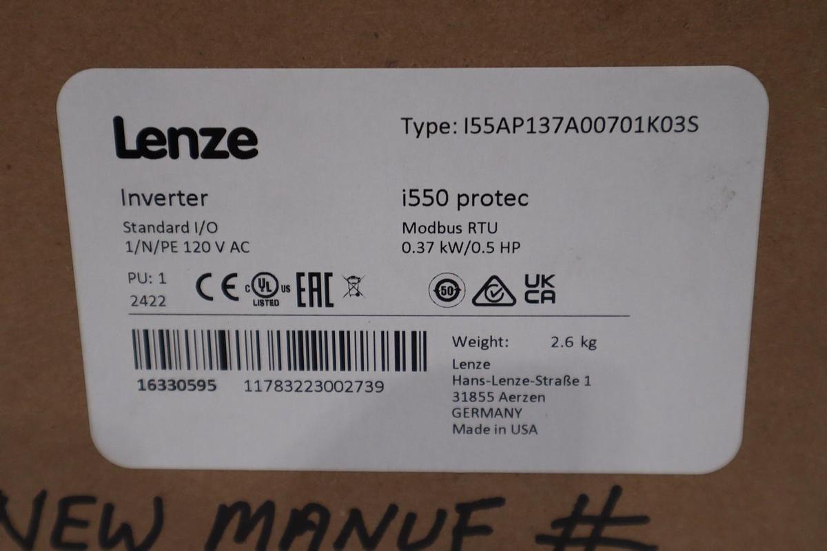 LENZE I55AP137A00701K03S INVERTER DRIVE I550 PROTEC SERIES - STOCK GF41