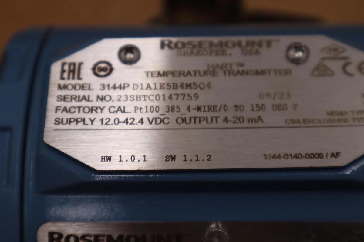 Used NEW ROSEMOUNT 3144PD1A1E5B4M5Q4 12.0-42.4VDC FIELD MOUNT HOUSING STOCK G419