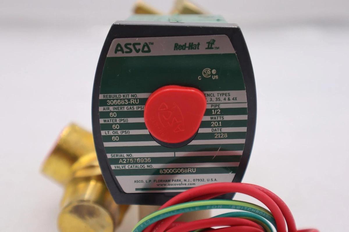 Used Asco Red-Hat 8300G68Ru Solenoid Valve 60 Psi, 1/2" Pipe 20.14 Watts STOCK 001-A