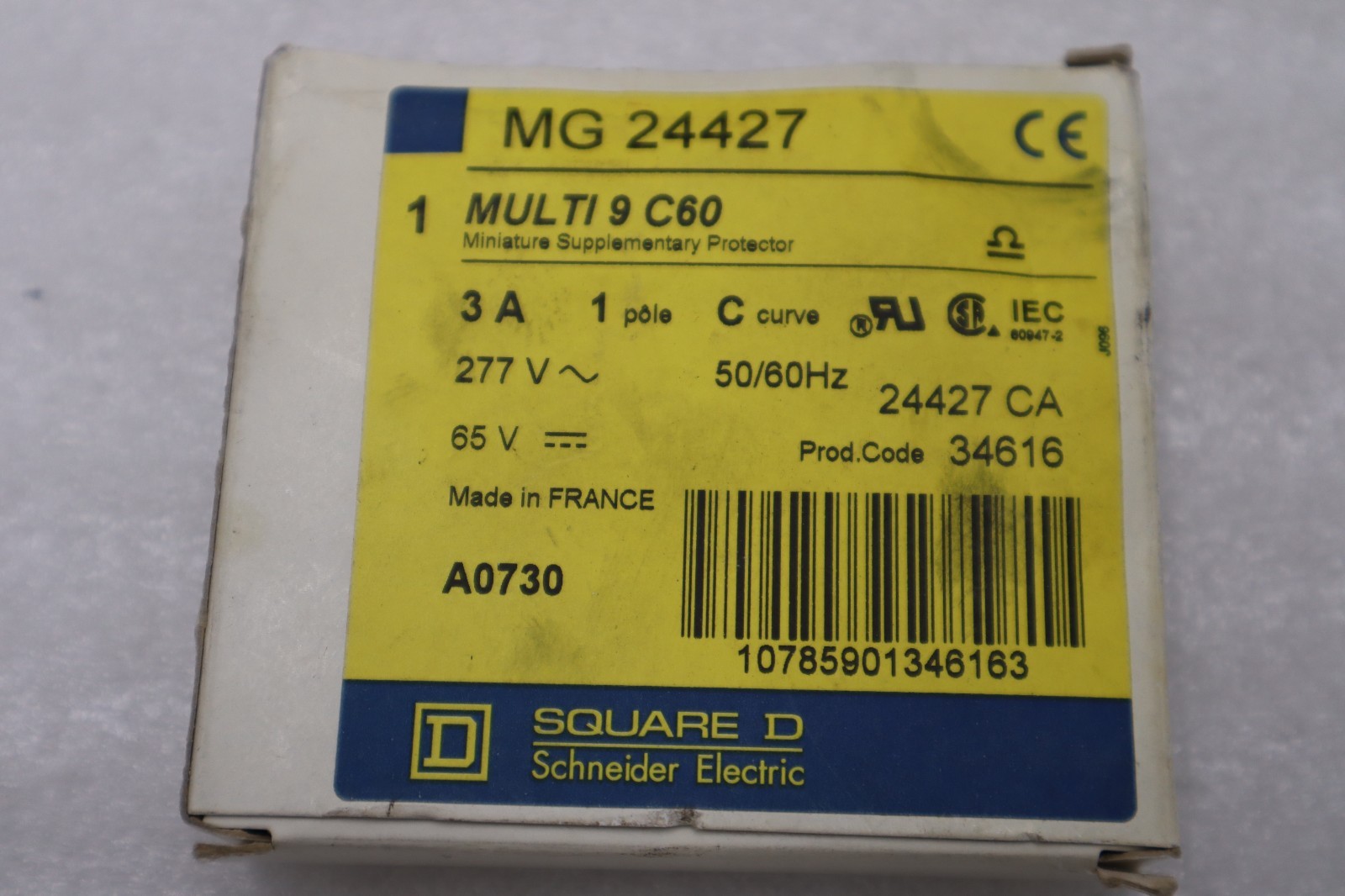 Used NEW OPEN BOX SQUARE D MG24427 PROTECTOR 277VAC 3A 1 POLE STK H1075A