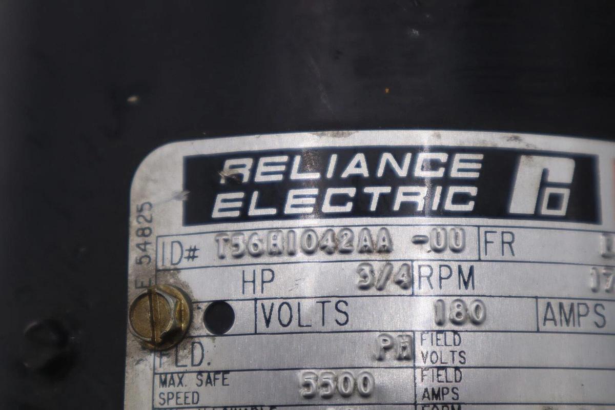 Used RELIANCE ELECTRIC T56H1042AA-UU DUTY POWER MOTOR 3/4 HP STOCK #M-52