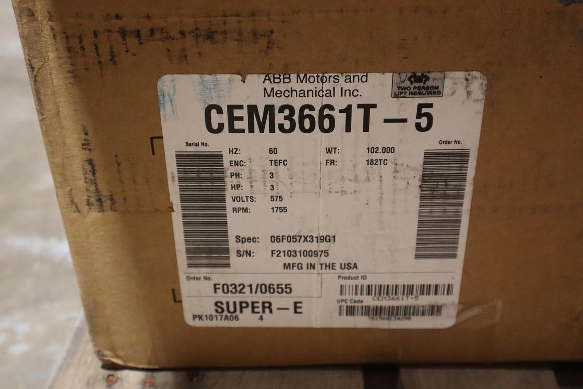 ABB CEM3661T-5 MOTOR THREE PHASE TOTALLY ENCLOSED C-FACE FOOT MOUNTED #SGF60