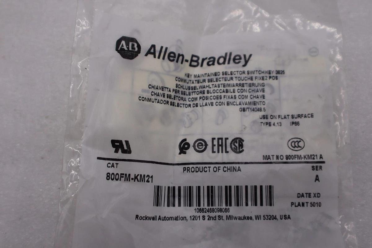 Used New AB Allen Bradley 800FM-KM21  2 Position Key Switch STOCK H1614A