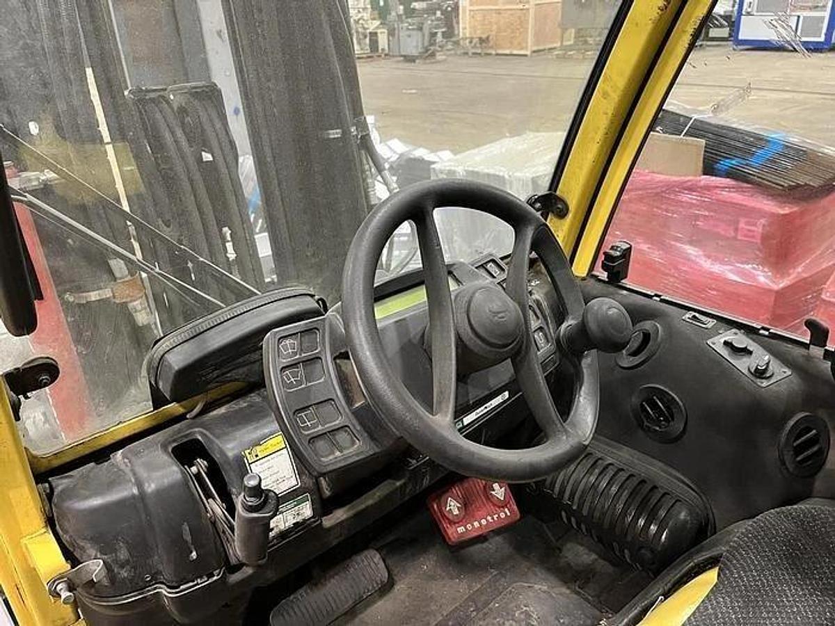 Used 2019 12,000 POUND HYSTER MODEL S120FTPRS ENCLOSED CABIN ROLL CLAMP FORKLIFT