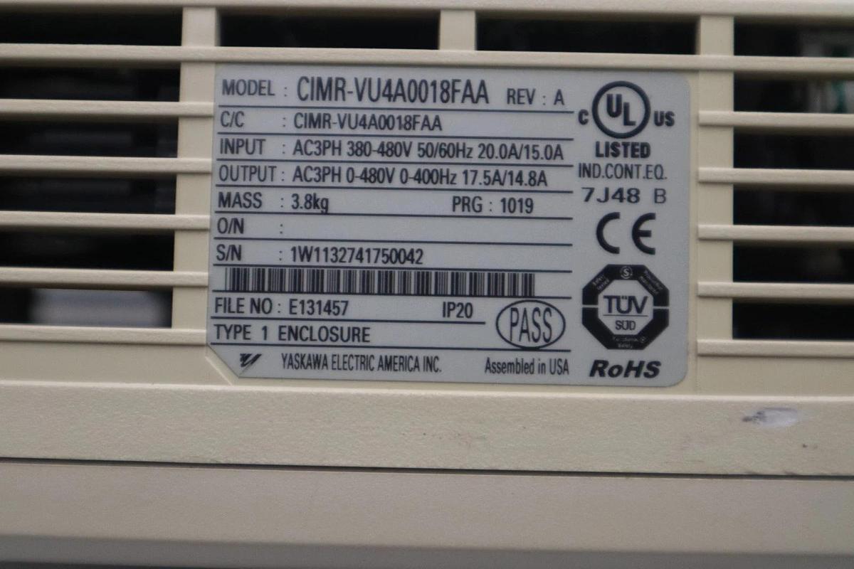 Used Yaskawa V1000 CIMR-VU4A0018FAA INVERTER DRIVE STOCK 5052CC