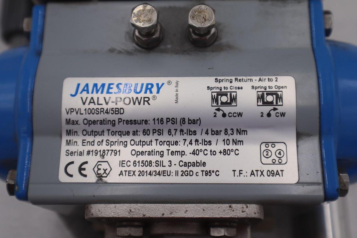 Used Jamesburry Valve Control VPVL100SR4/5BD Ser #19187791 New Open Box #3594