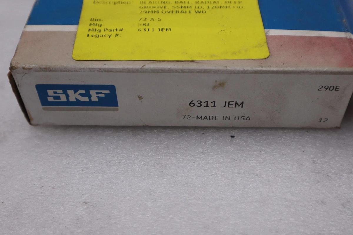LOT OF 2 NEW OPEN BOX SKF Bearing 6311 JEM 6311-JEM STK K3246CC