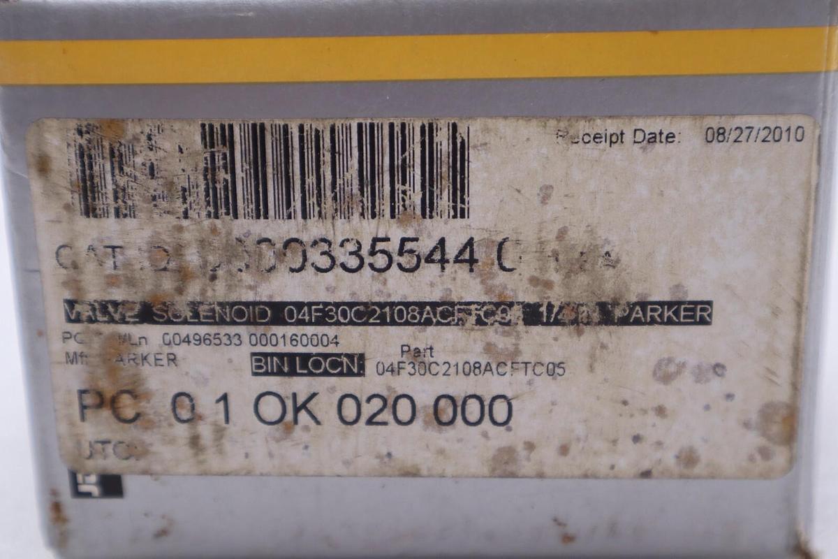Used PARKER 04F30C2108ACF4C05 NPT 1/4 SOLENOID VALVE STOCK #K-2296