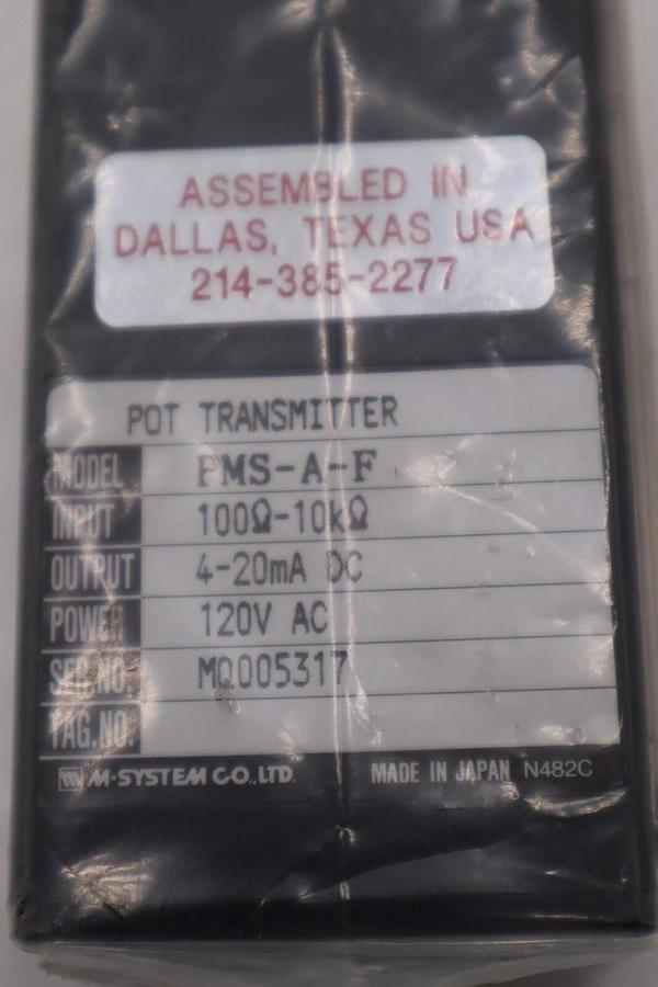 Used NEW M-SYSTEM PMS-A-F 120VAC POT TRANSMITTER  NSMP STOCK L-437-C