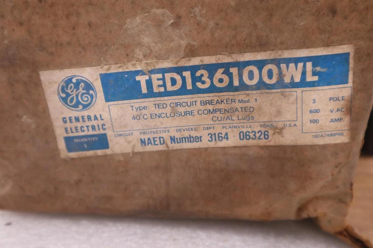 GE TED136100 Molded Case Circuit Breaker 3-Pole STOCK 1013B