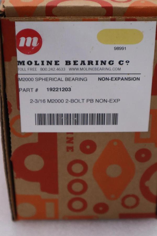 Used NEW MOLINE BEARING 19221203/ M2000 Pillow Block Brg 2 3/16in Bore STOCK H767