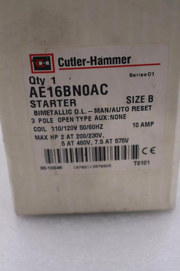 NEW Cutler Hammer AE16BN0AC Size B Starter 3 Pole 10 AMP Open Type STOCK 5448