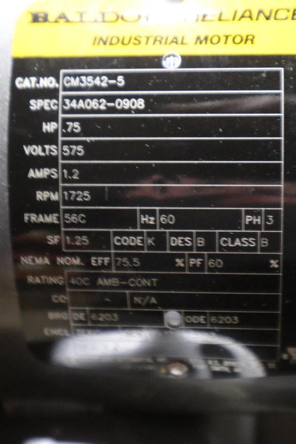 Baldor CM3542-5 Electric Motor 3/4HP 575V 1.2A 1725RPM - STOCK SGF67