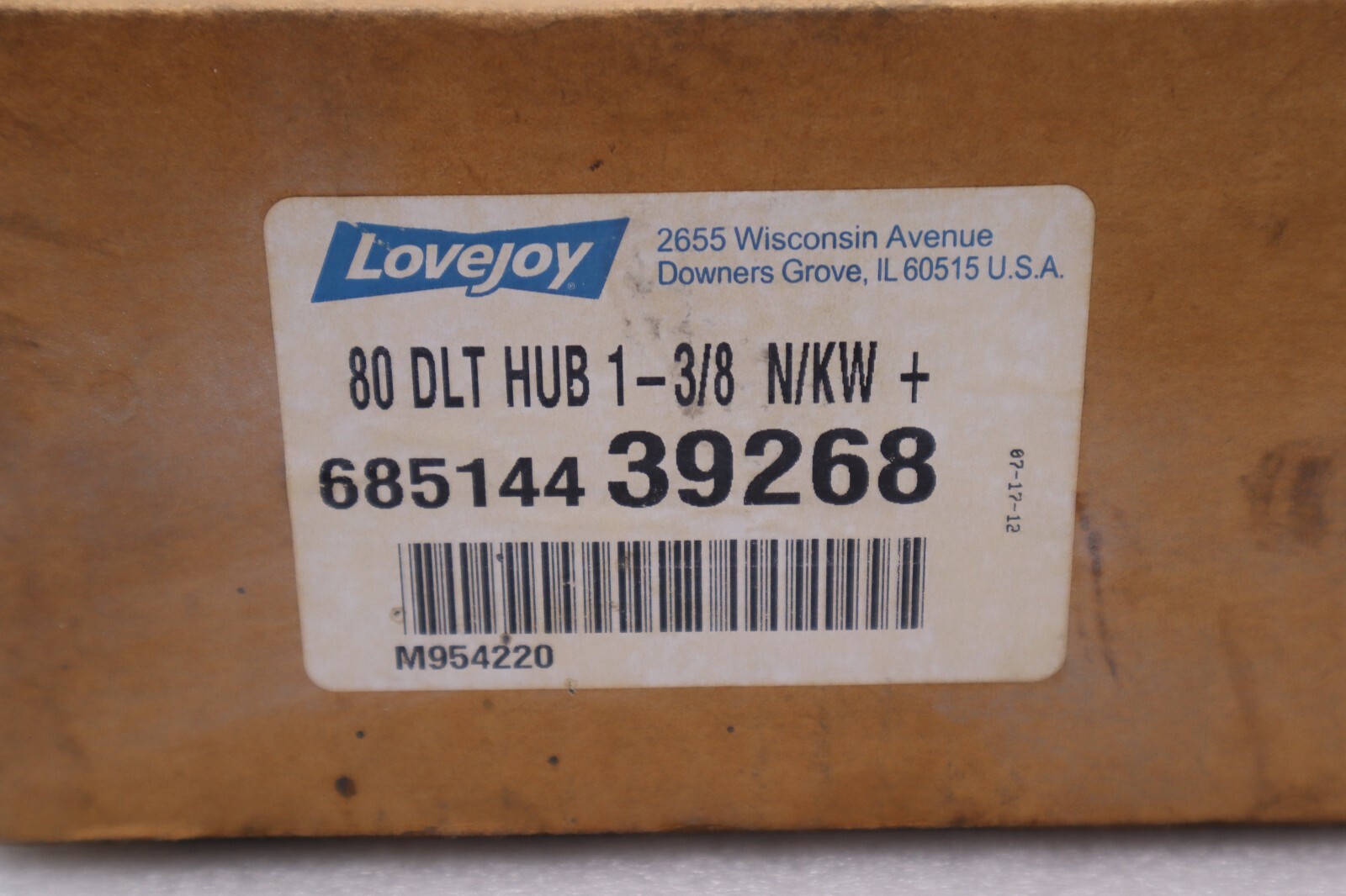 Used Lovejoy 80 DLT HUB 1-3/8 N/KW 68514439268 M954220 New Open Box Stock #3569