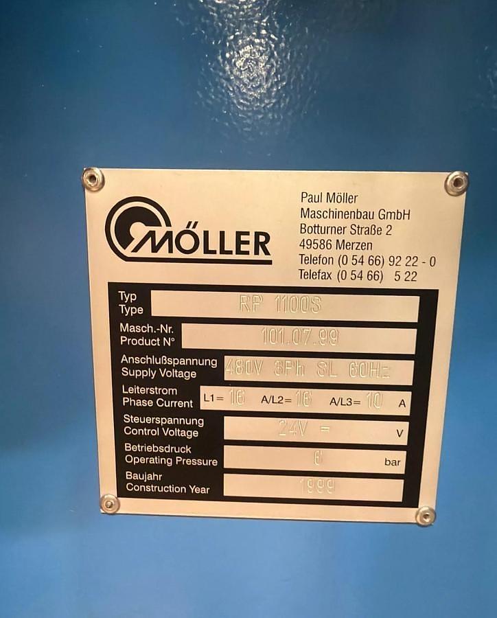 Used 40" (1000MM) MOLLER RW 1000 PLASTIC / GIFT WRAP COUNTER ROLL REWINDER LINE