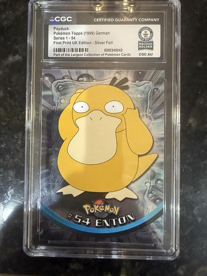 Used 1999 German Enton Psyduck Pokemon Topps Series 1 54 First Print CGC WORLD RECORD