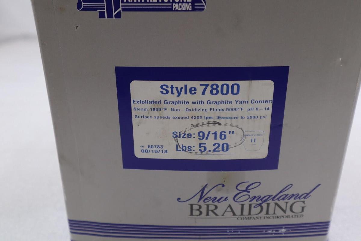 Used NEW ENGLAND BRAIDING 7800 9/16" 5.20 lbs ANTI KEYSTONE PACKING STOCK #3229