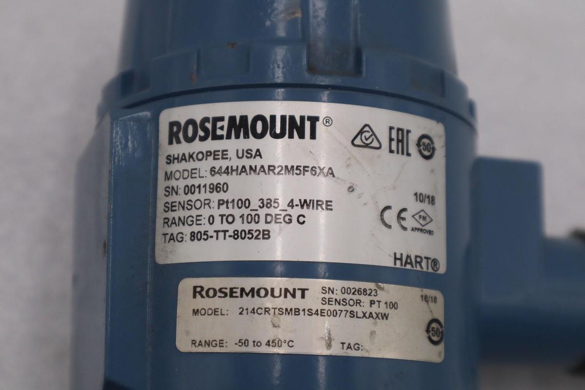 Used Rosemount 214C Temperature Sensor 214CRTSMB1S4E0077SLXAXW -50 TO 450 C #H1918