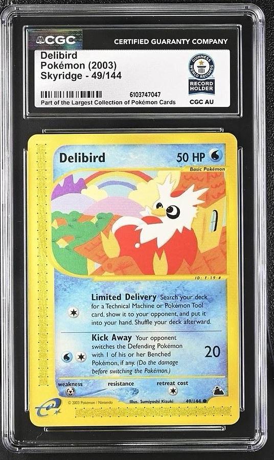 Used 2003 POKEMON SKYRIDGE #49 DELIBIRD E-READER CGC WORLD RECORD SLAB 1/1