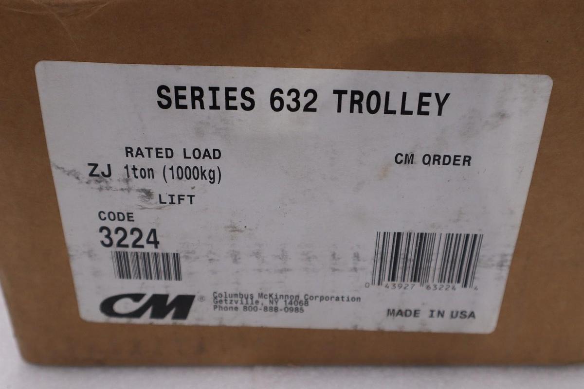 CM 3224 BALL BEARING TROLLEY 1 TON 2-5/8" TO 5-1/16" FLANGE WIDTH - STOCK GF452